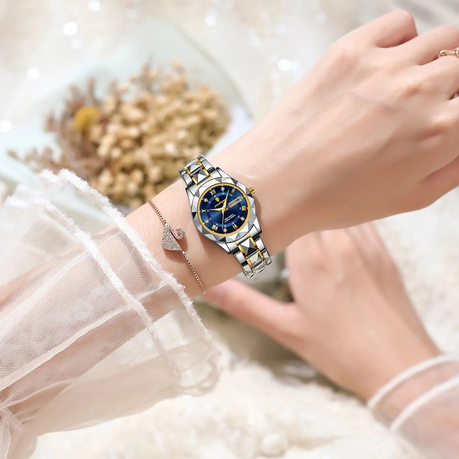 Two Toned Silver Women Watch